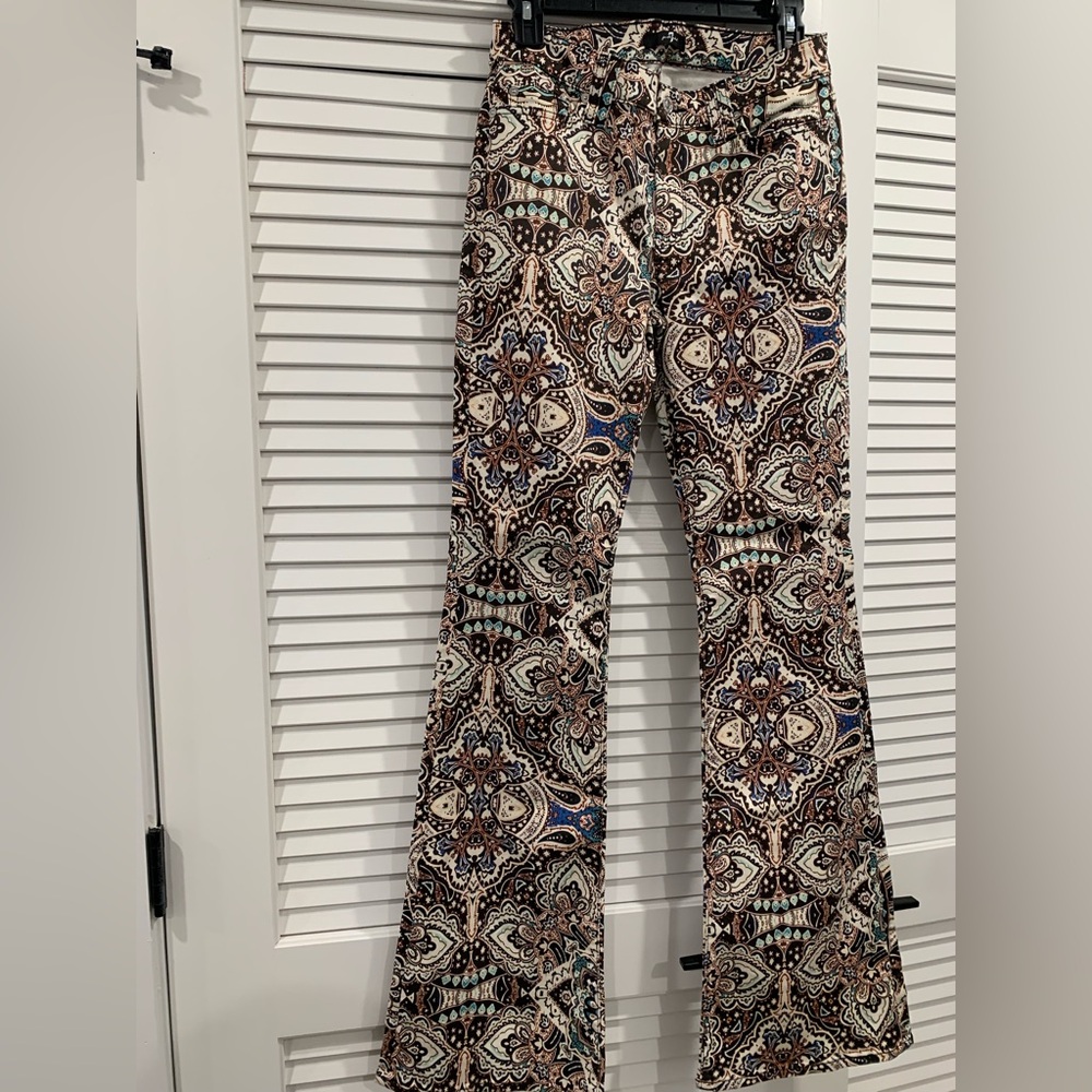 7 For All Mankind Multicolor Paisley Flare Wide Leg Jeans